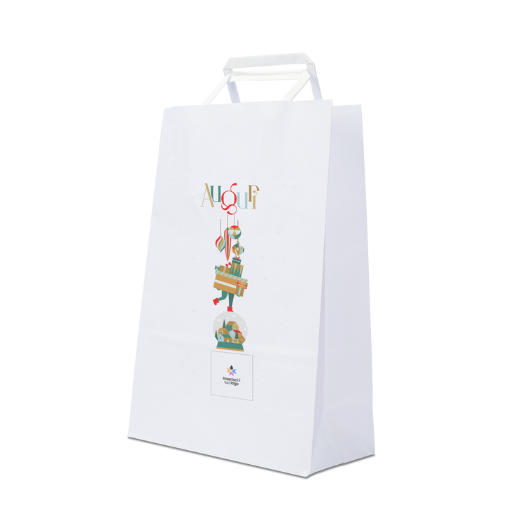 Shopper in carta Basic bianco Natale- Printcentral - - -