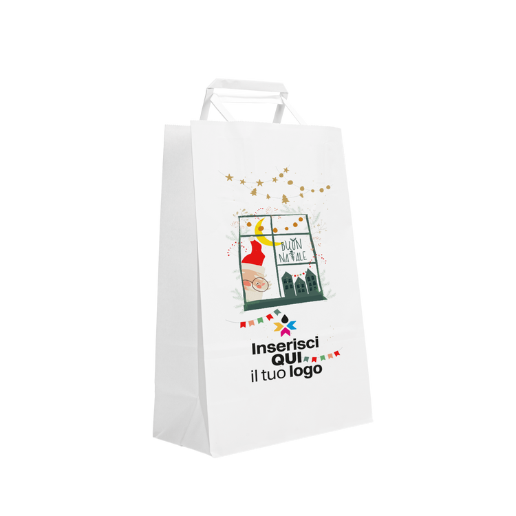 Shopper in carta Basic bianco Natale- Printcentral - - -