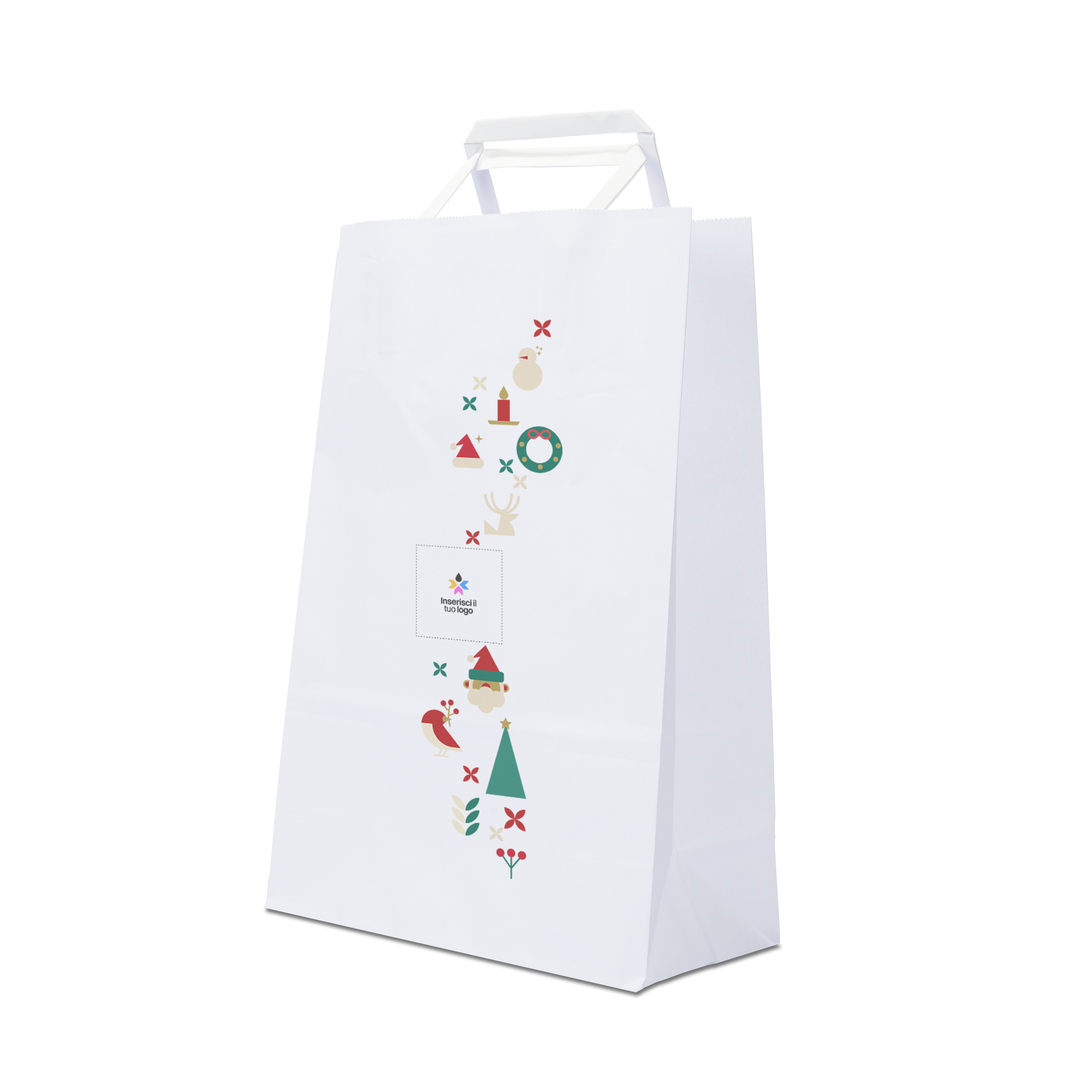 Shopper in carta Basic bianco Natale- Printcentral - - -