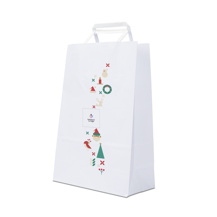 Shopper in carta Basic bianco Natale- Printcentral - - -