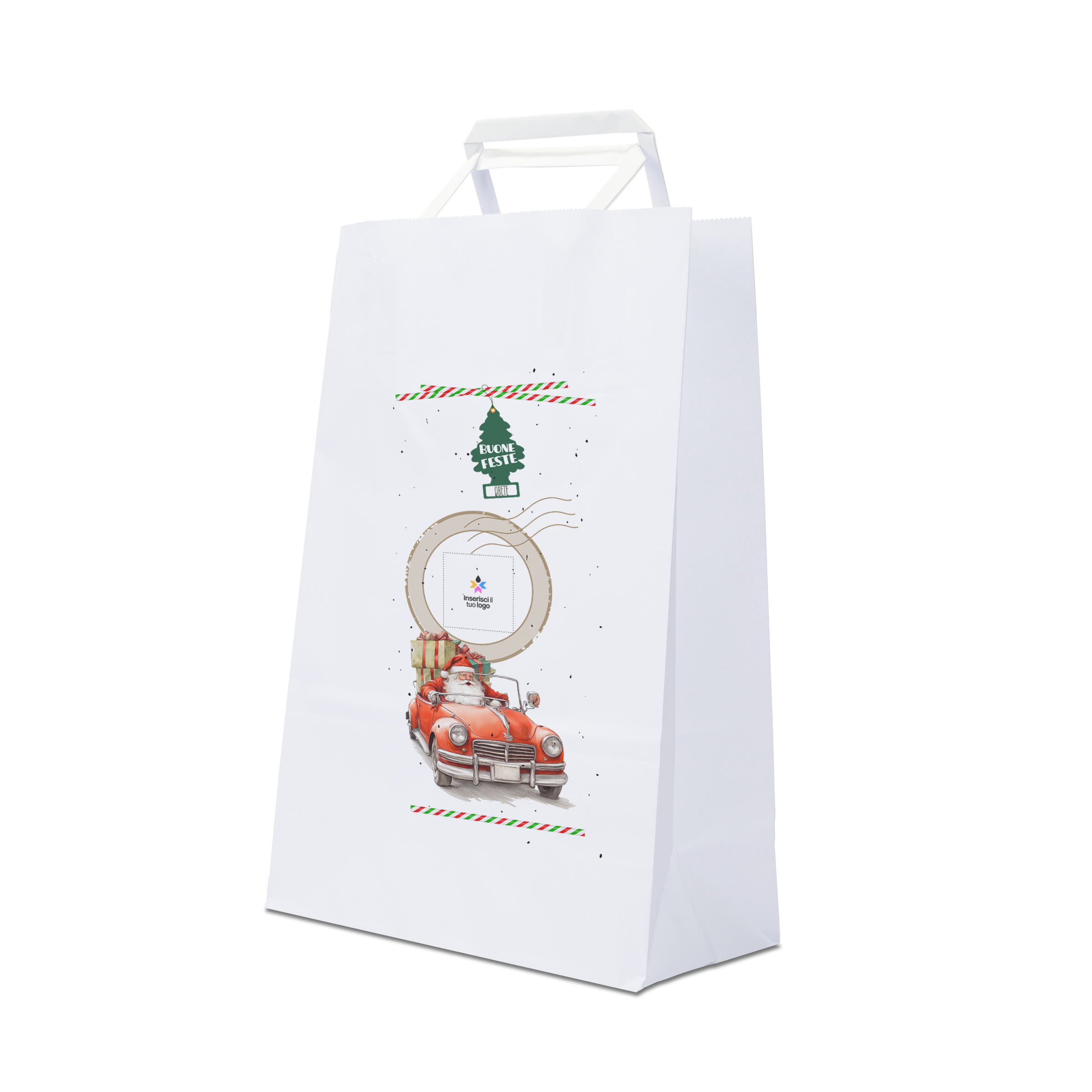 Shopper in carta Basic bianco Natale- Printcentral - - -