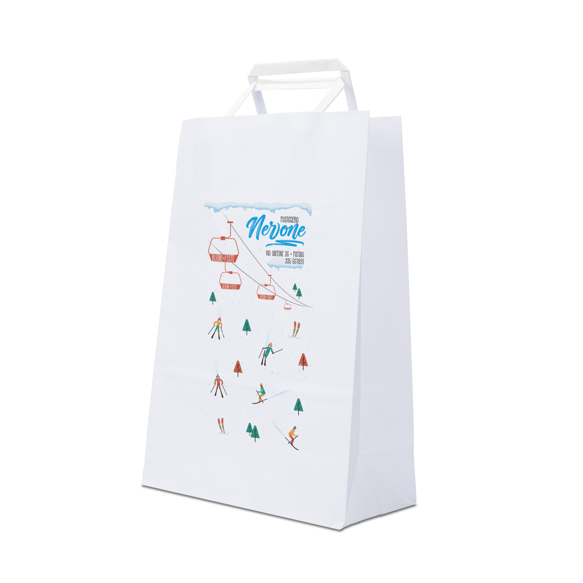Shopper in carta Basic bianco Natale- Printcentral - - -