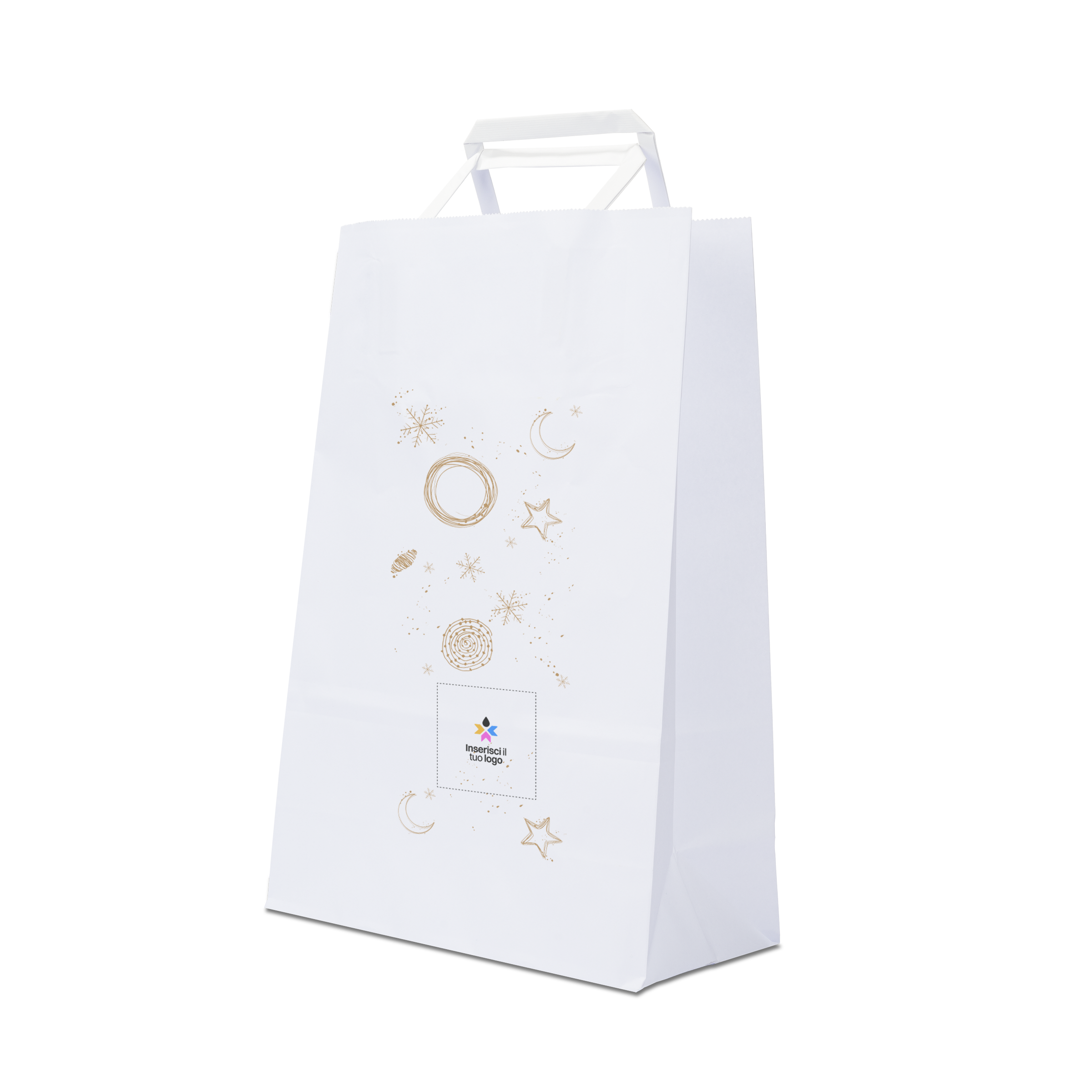 Shopper in carta Basic bianco Natale- Printcentral - - -