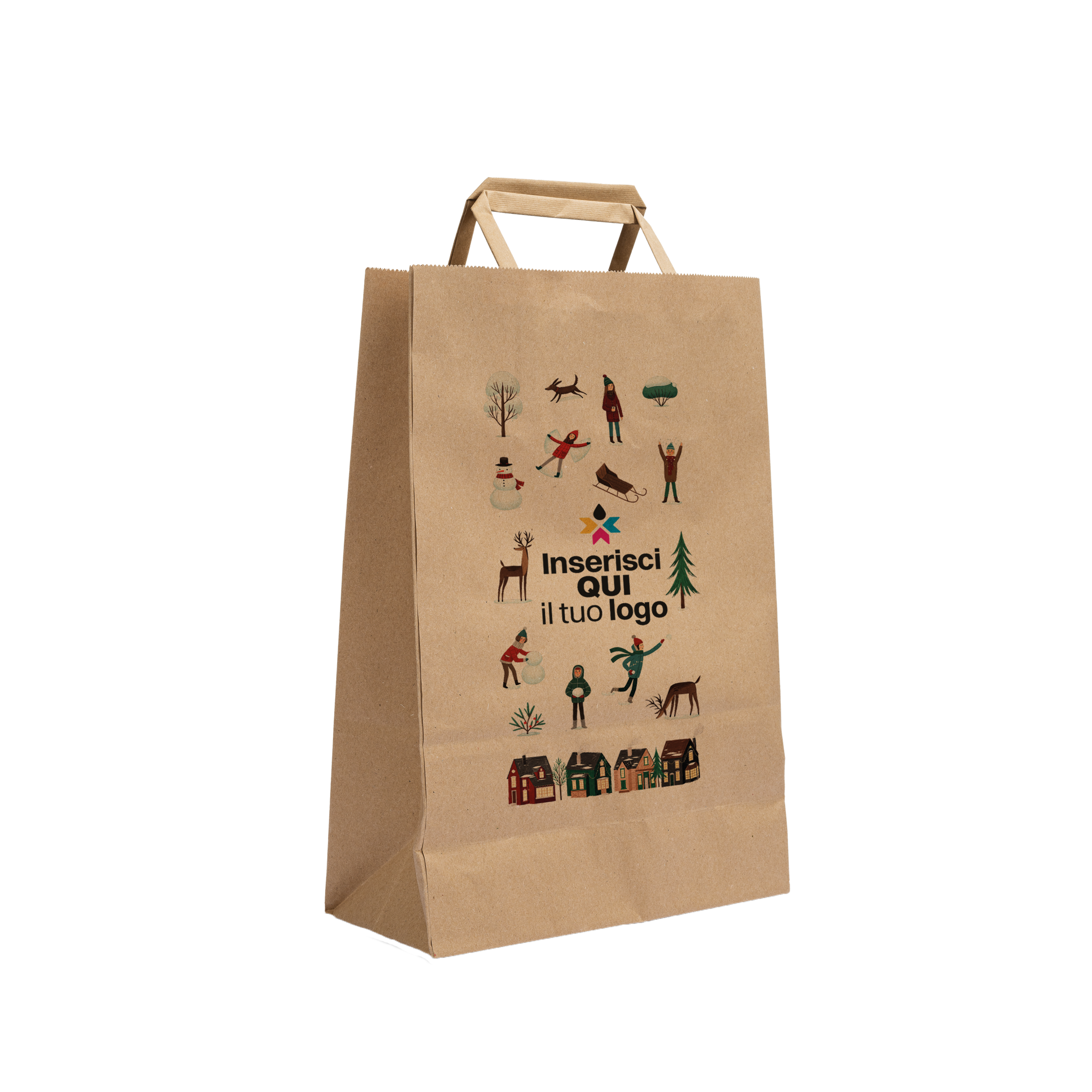 Shopper in carta Basic avana Natale- Printcentral - - -