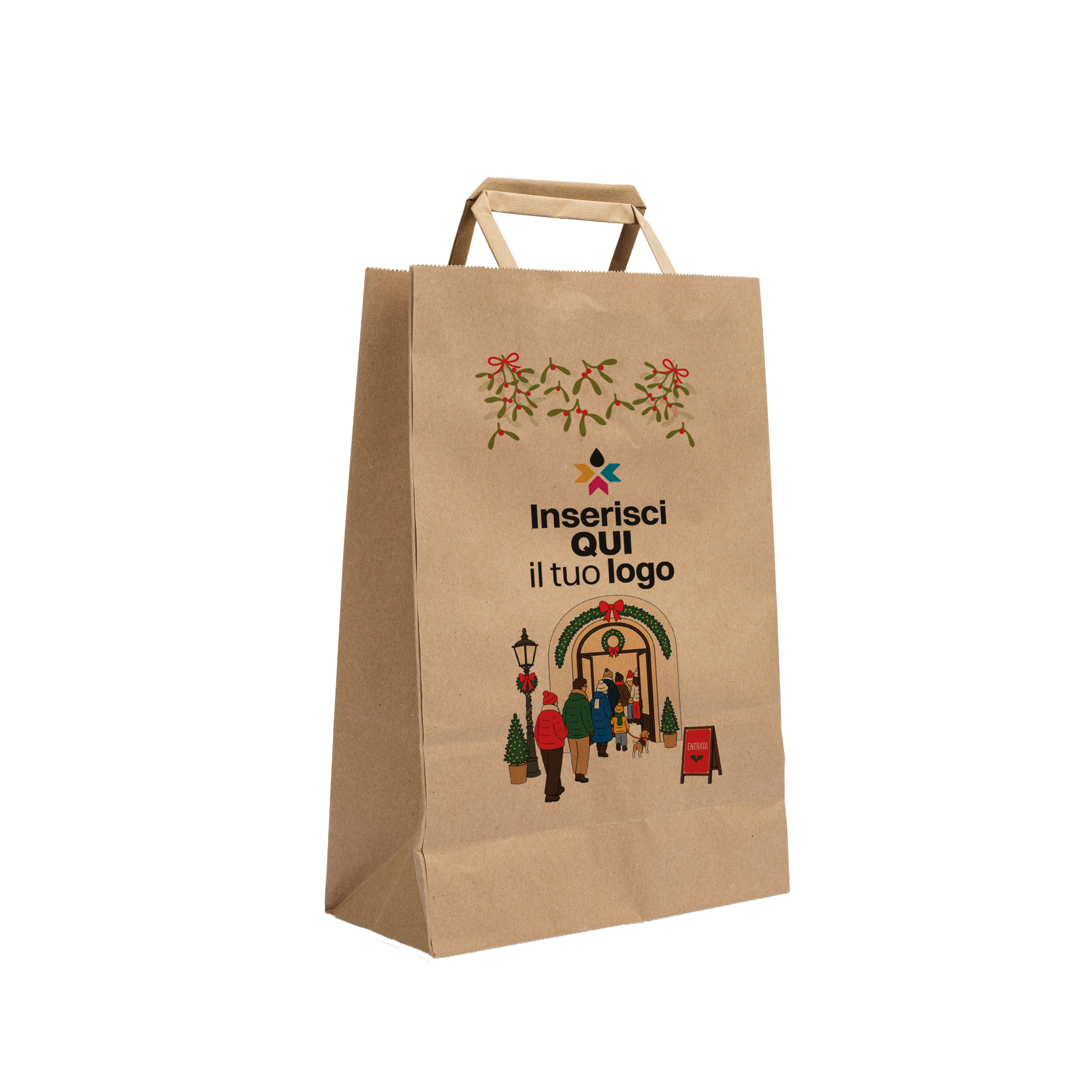 Shopper in carta Basic avana Natale- Printcentral - - -