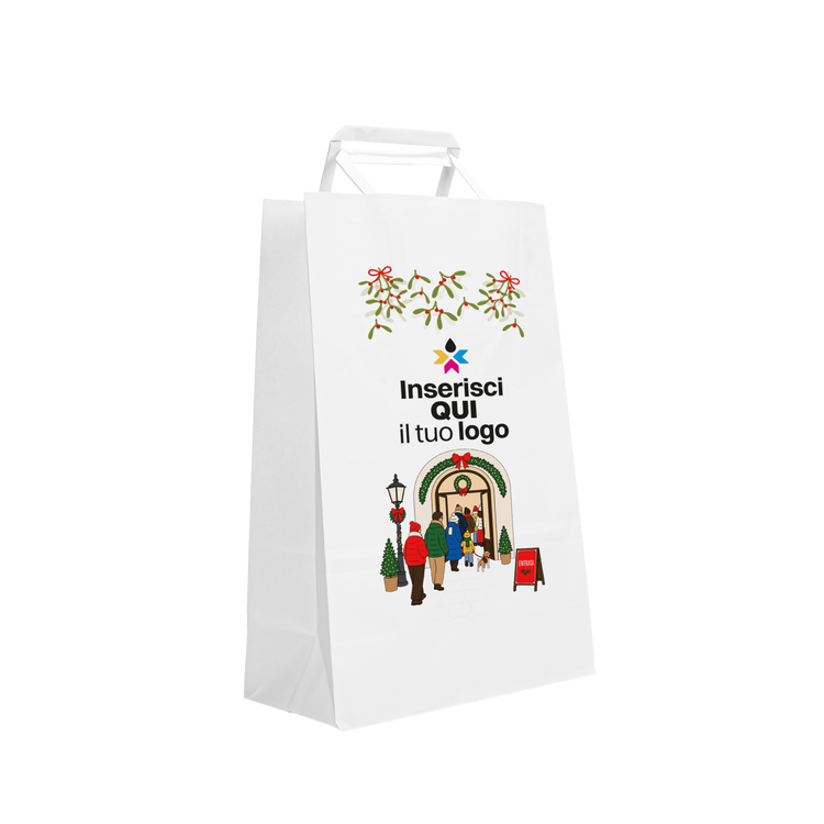 Shopper in carta Basic bianco Natale- Printcentral - - -