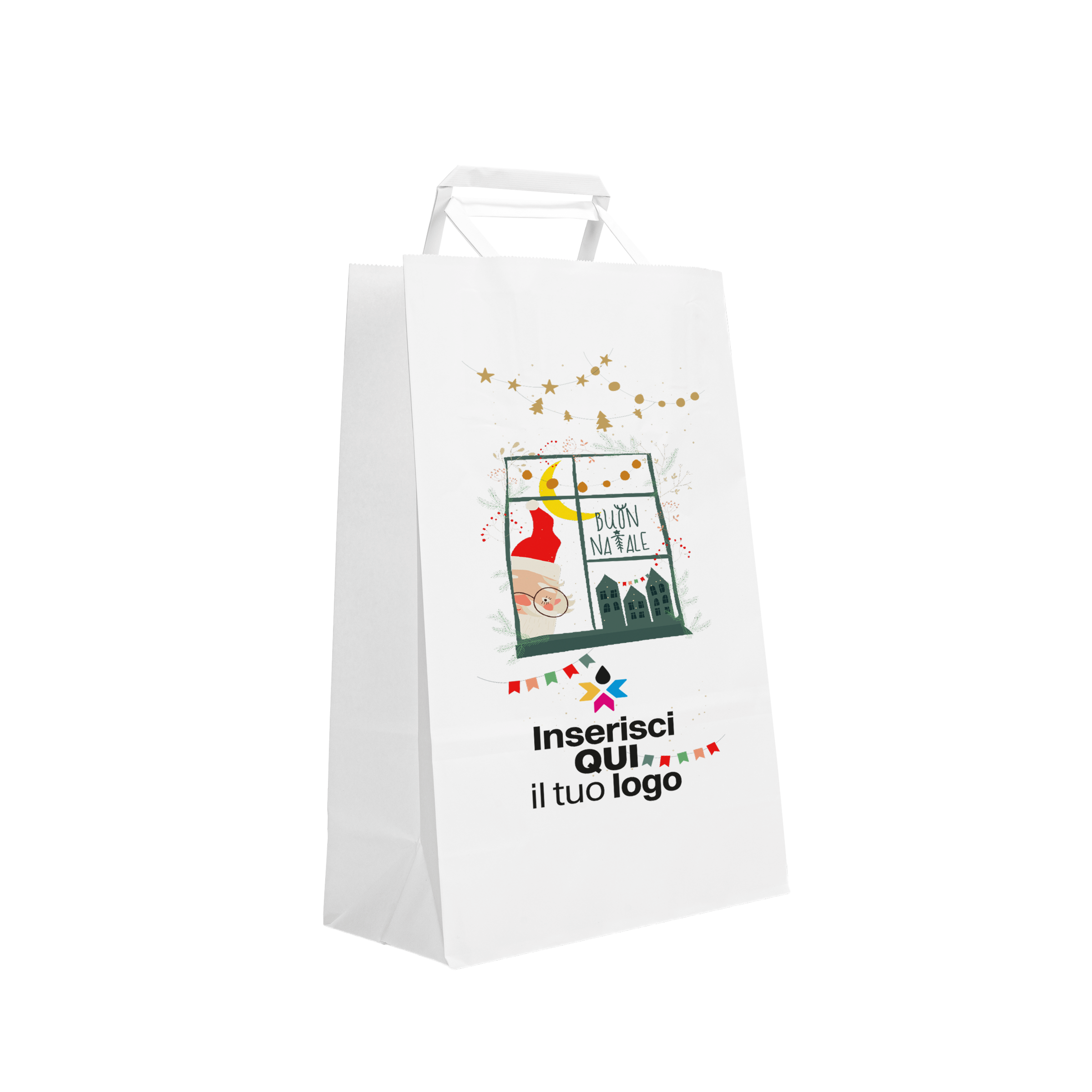 Shopper in carta Basic bianco Natale- Printcentral - - -