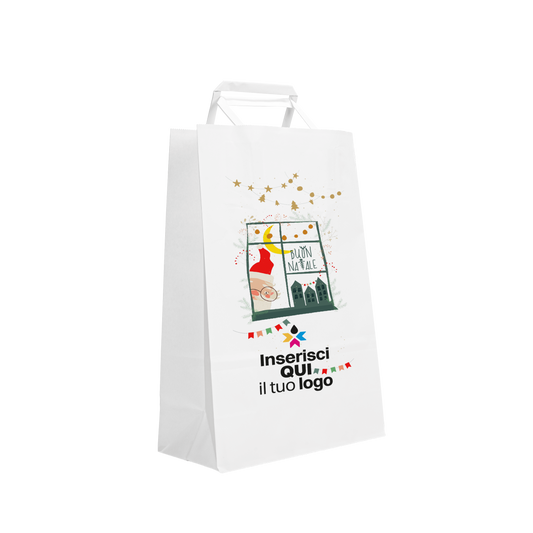 Shopper in carta Basic bianco Natale- Printcentral - - -