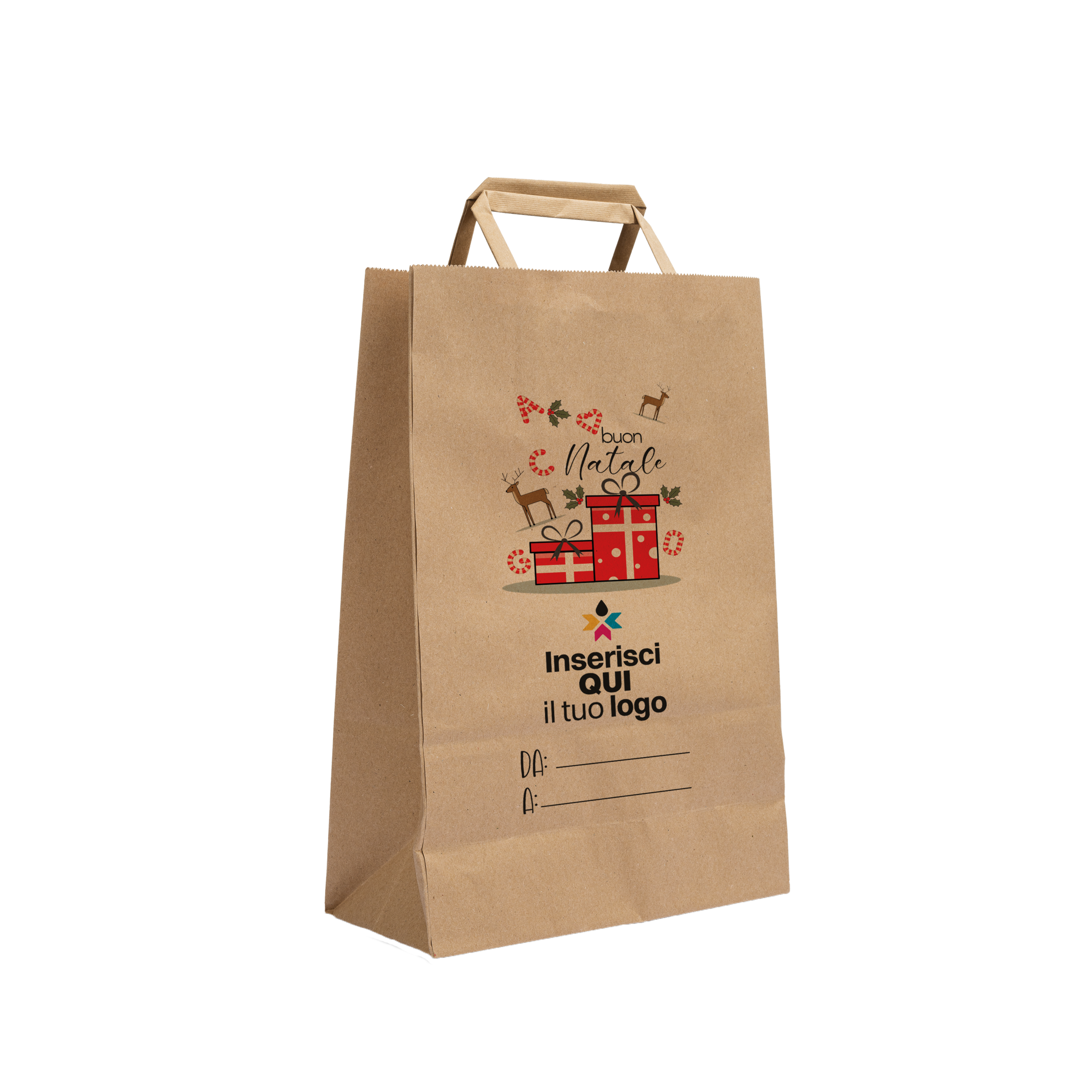 Shopper in carta Basic avana Natale- Printcentral - - -