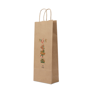 Shopper in carta portabottiglia Elegance avana Natale- Printcentral - - -
