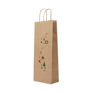 Shopper in carta portabottiglia Elegance avana Natale- Printcentral - - -