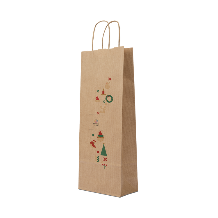 Shopper in carta portabottiglia Elegance avana Natale- Printcentral - - -