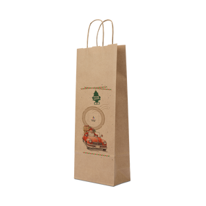 Shopper in carta portabottiglia Elegance avana Natale- Printcentral - - -