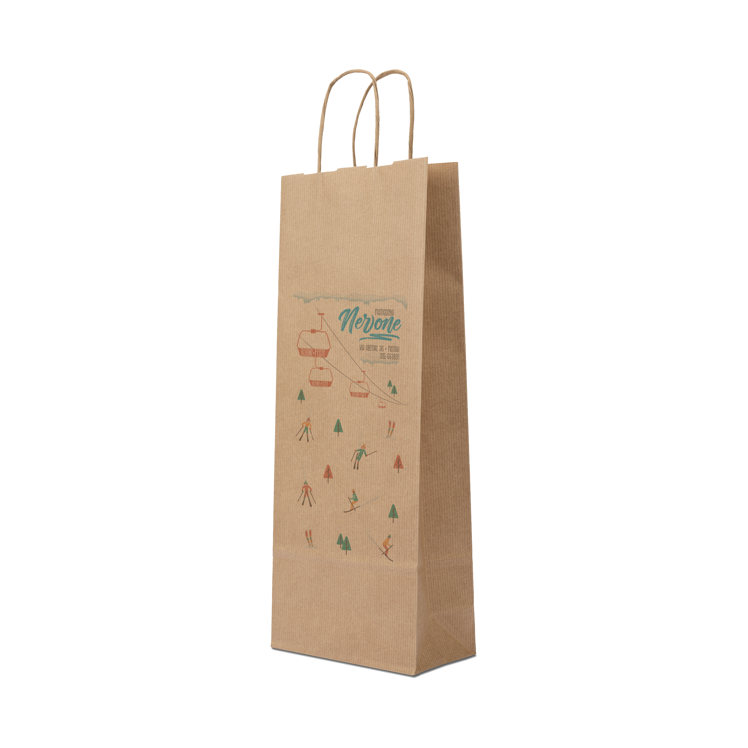 Shopper in carta portabottiglia Elegance avana Natale- Printcentral - - -