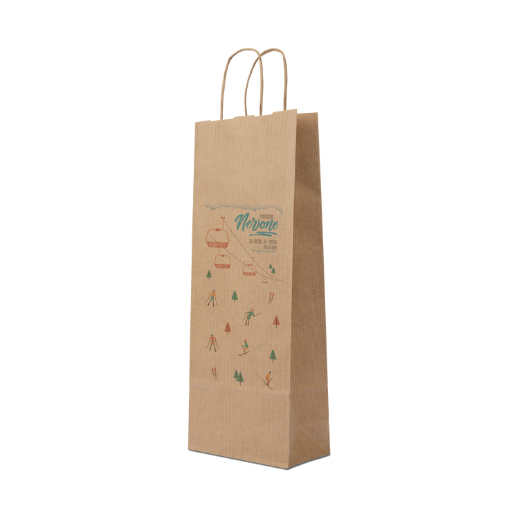Shopper in carta portabottiglia Elegance avana Natale- Printcentral - - -