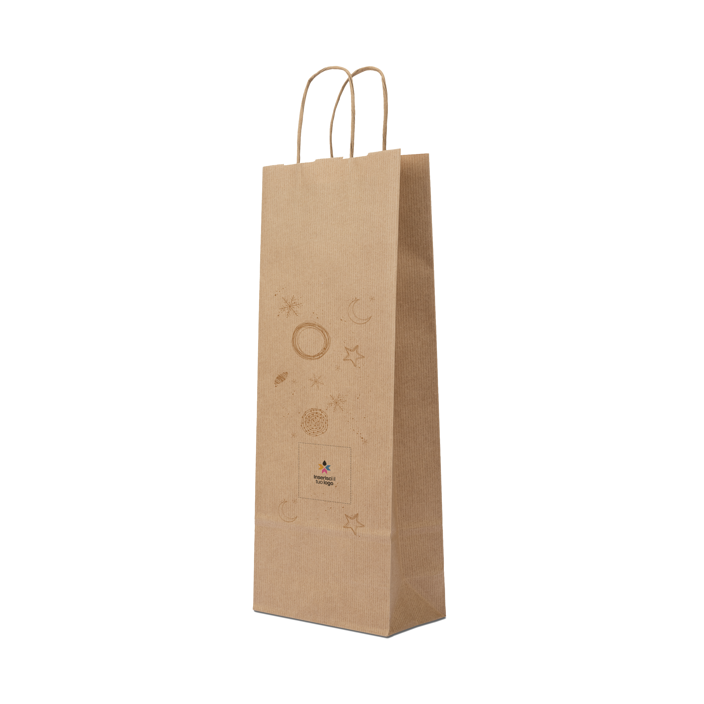 Shopper in carta portabottiglia Elegance avana Natale