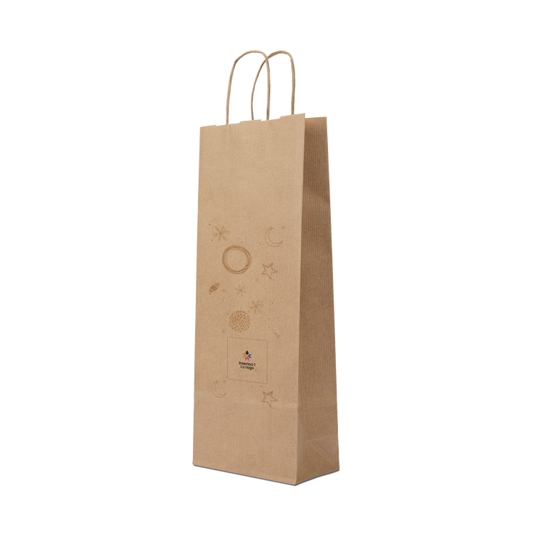 Shopper in carta portabottiglia Elegance avana Natale- Printcentral - - -