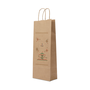 Shopper in carta portabottiglia Elegance avana Natale- Printcentral - - -