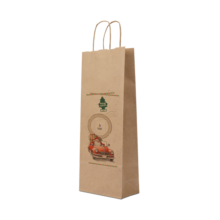 Shopper in carta portabottiglia Elegance avana Natale- Printcentral - - -