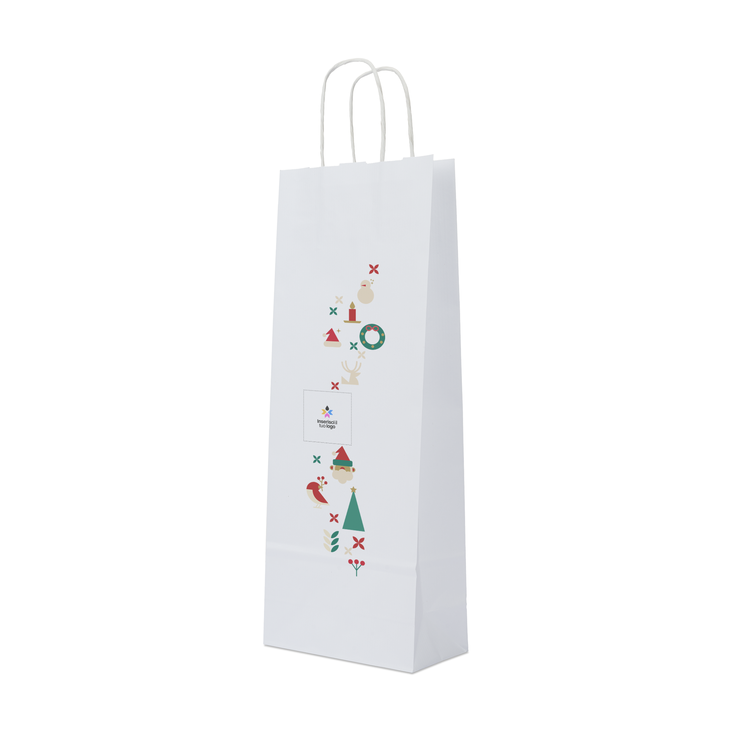 Shopper in carta portabottiglia Elegance bianco Natale- Printcentral - - -