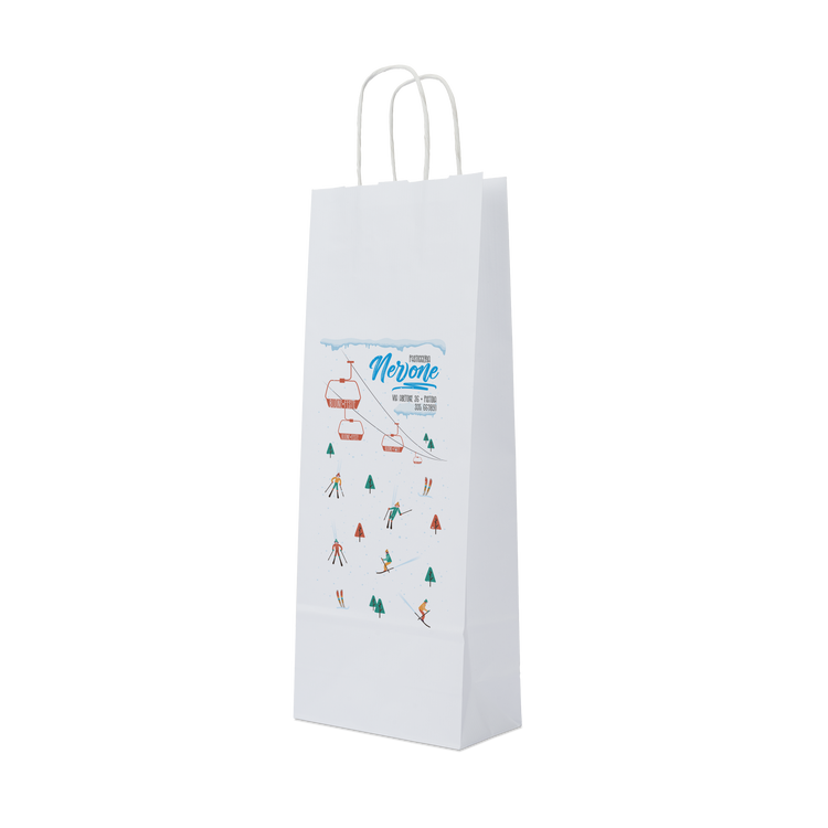 Shopper in carta portabottiglia Elegance bianco Natale- Printcentral - - -