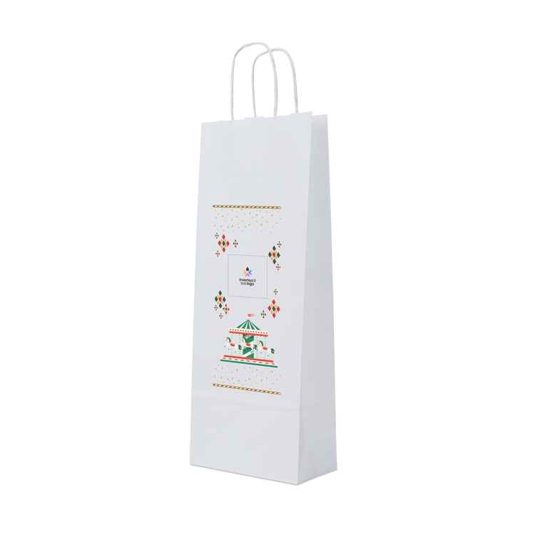 Shopper in carta portabottiglia Elegance bianco Natale- Printcentral - - -
