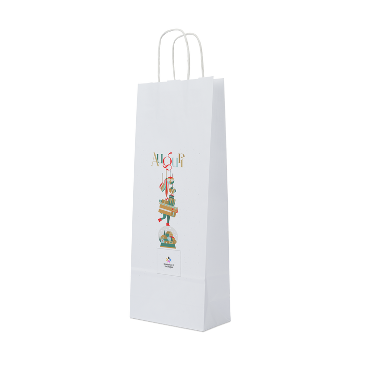 Shopper in carta portabottiglia Elegance bianco Natale- Printcentral - - -