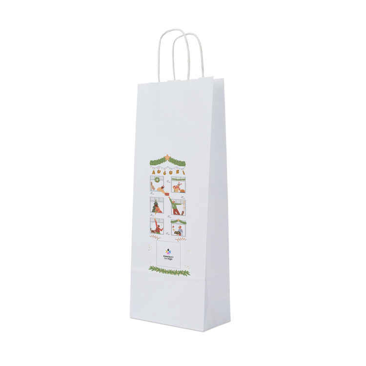Shopper in carta portabottiglia Elegance bianco Natale- Printcentral - - -