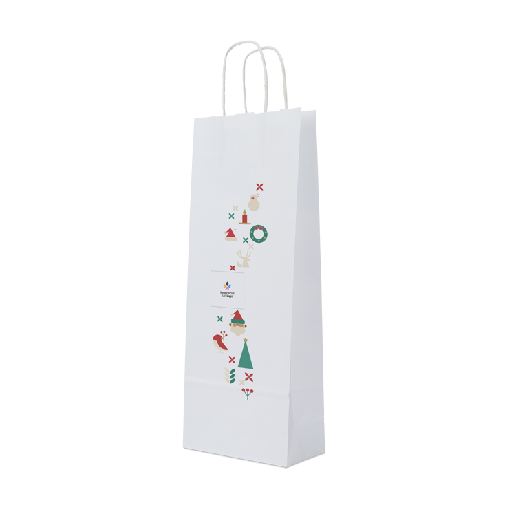 Shopper in carta portabottiglia Elegance bianco Natale- Printcentral - - -