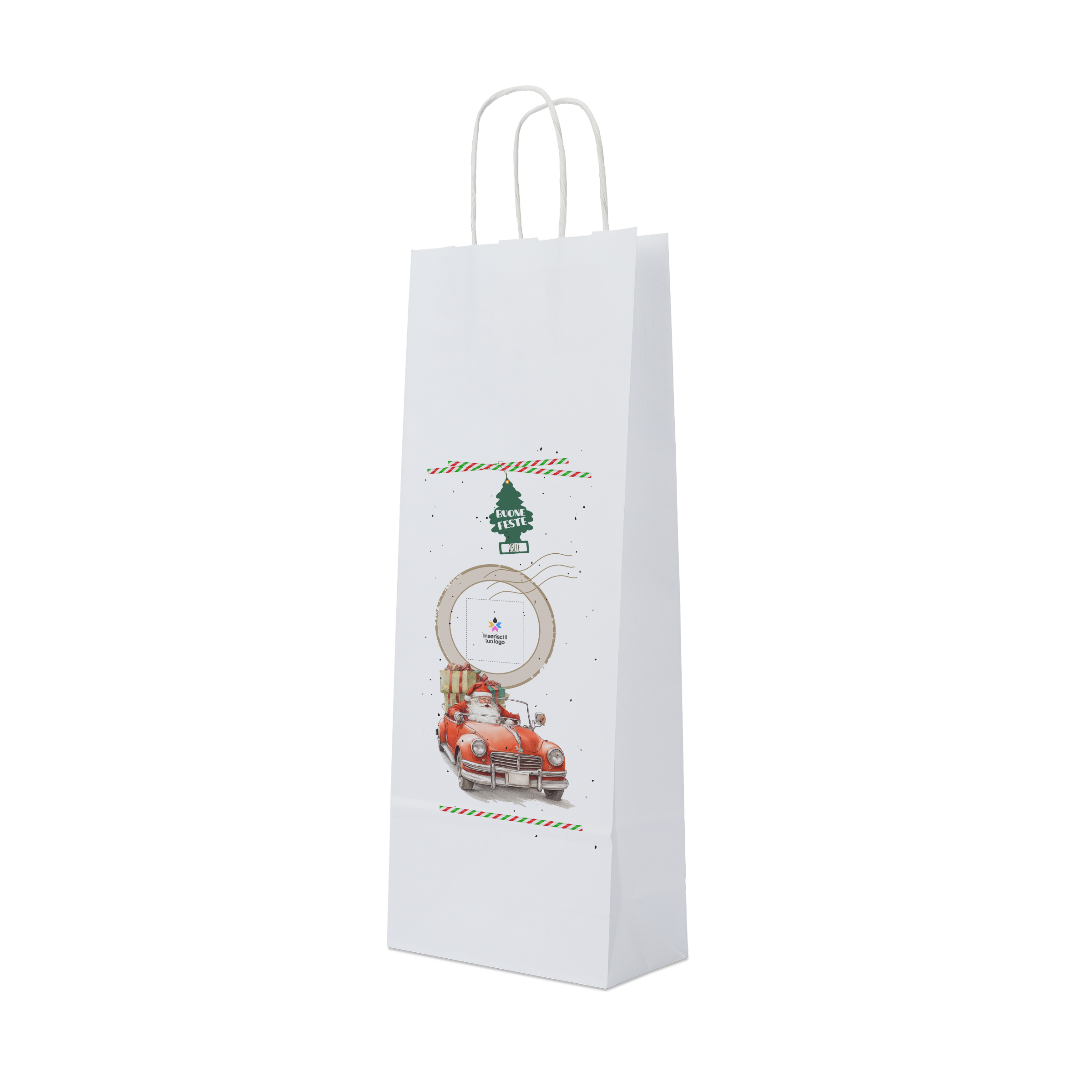 Shopper in carta portabottiglia Elegance bianco Natale- Printcentral - - -