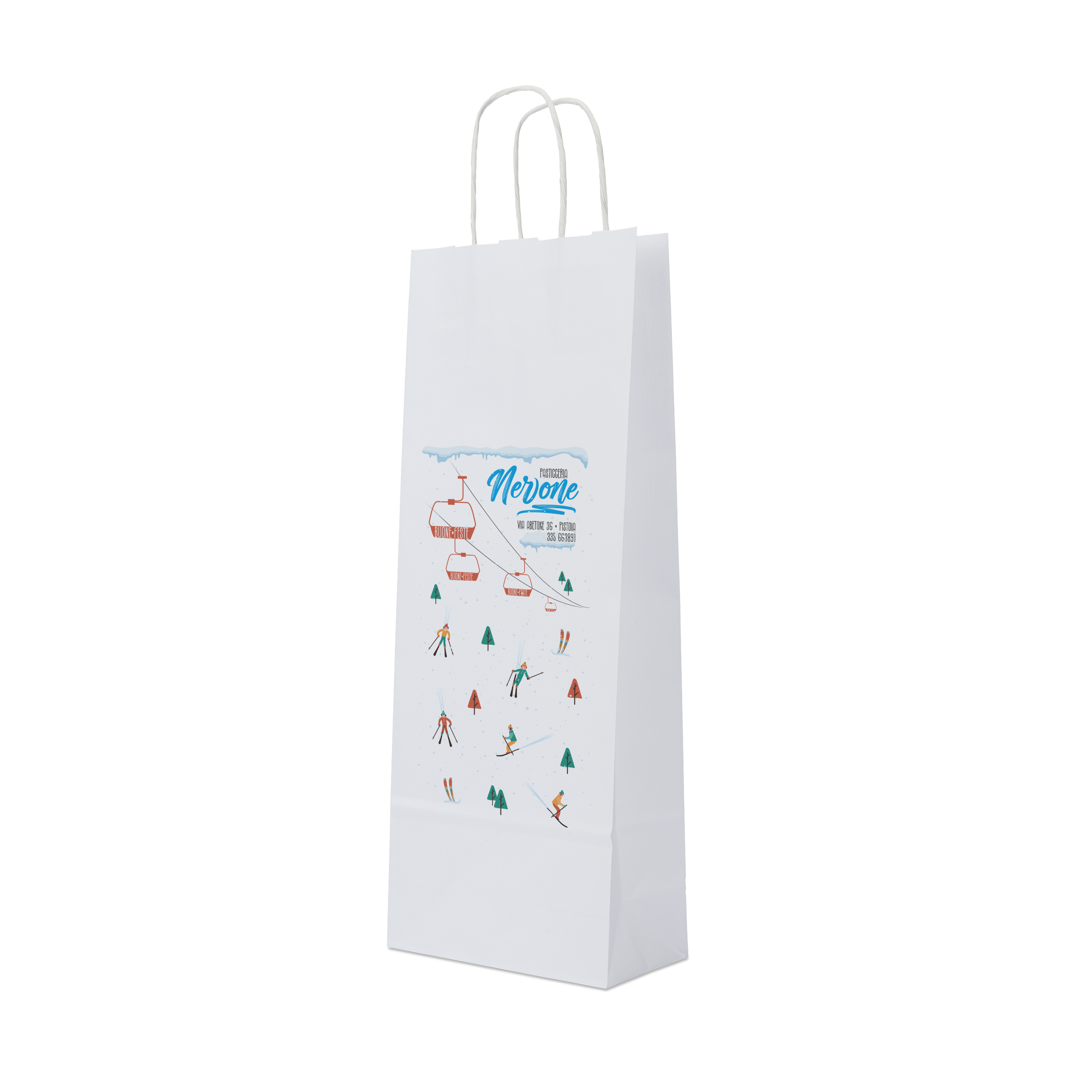 Shopper in carta portabottiglia Elegance bianco Natale- Printcentral - - -