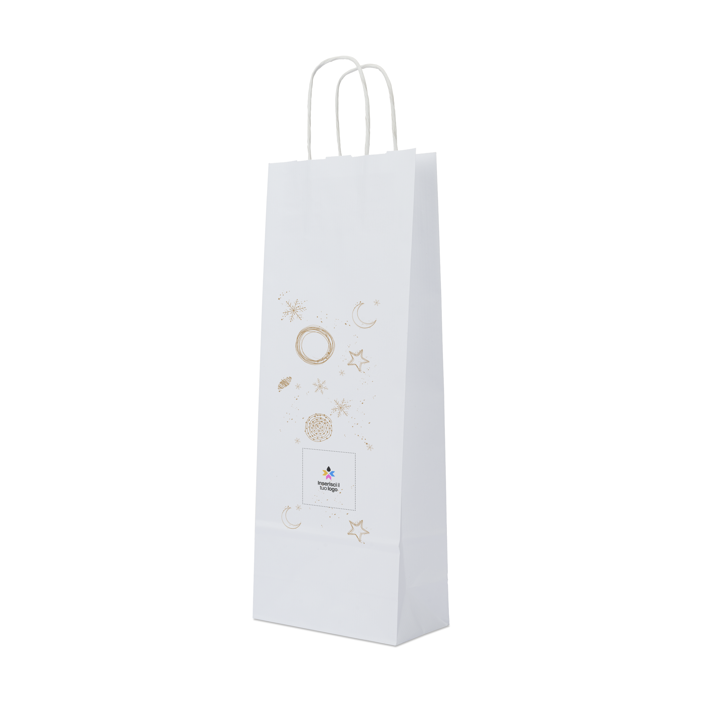 Shopper in carta portabottiglia Elegance bianco Natale- Printcentral - - -
