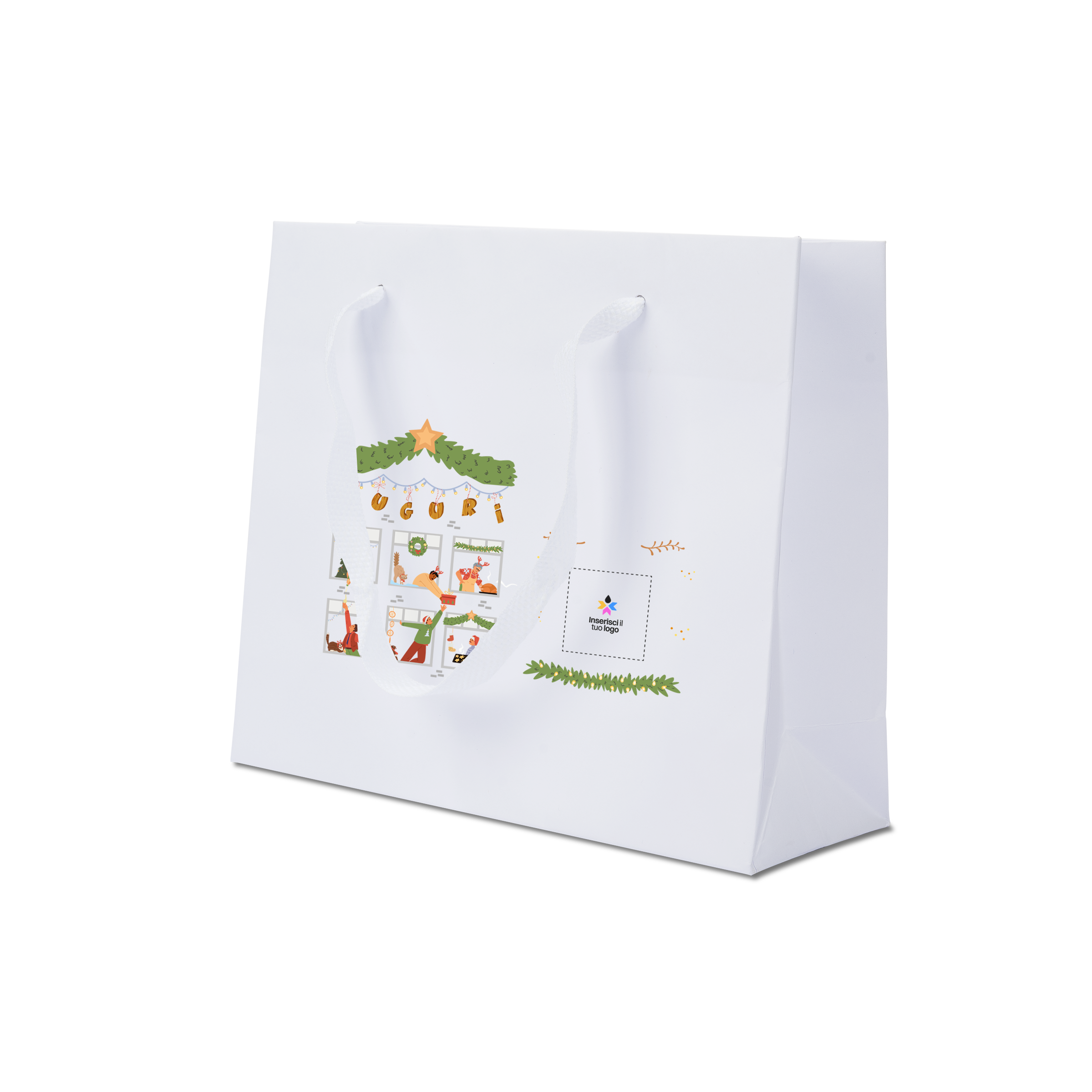 Shoppre in carta Lux bianco Natale- Printcentral - - -