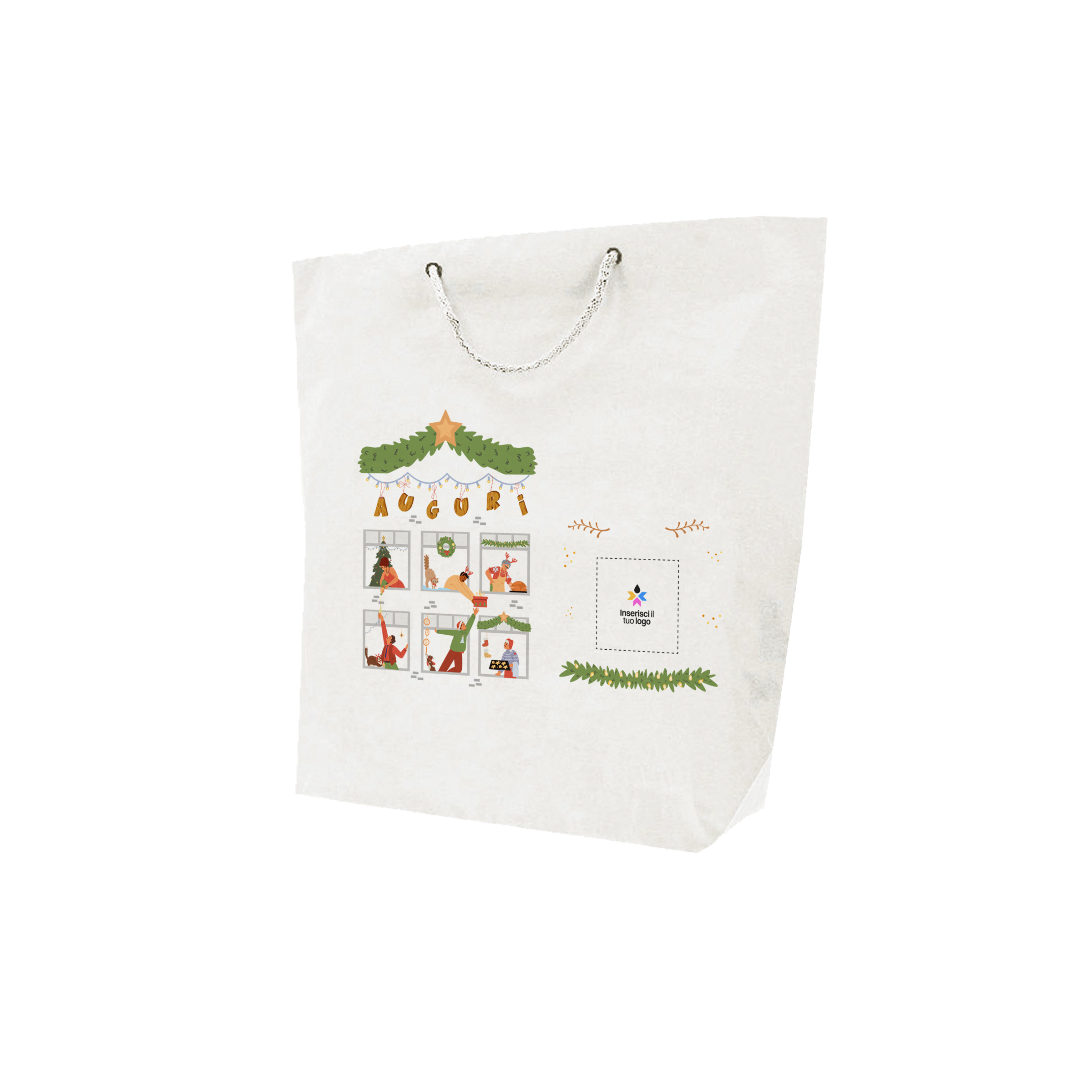 Shopper in carta bianco Cuba Bags Natale- Printcentral - - -