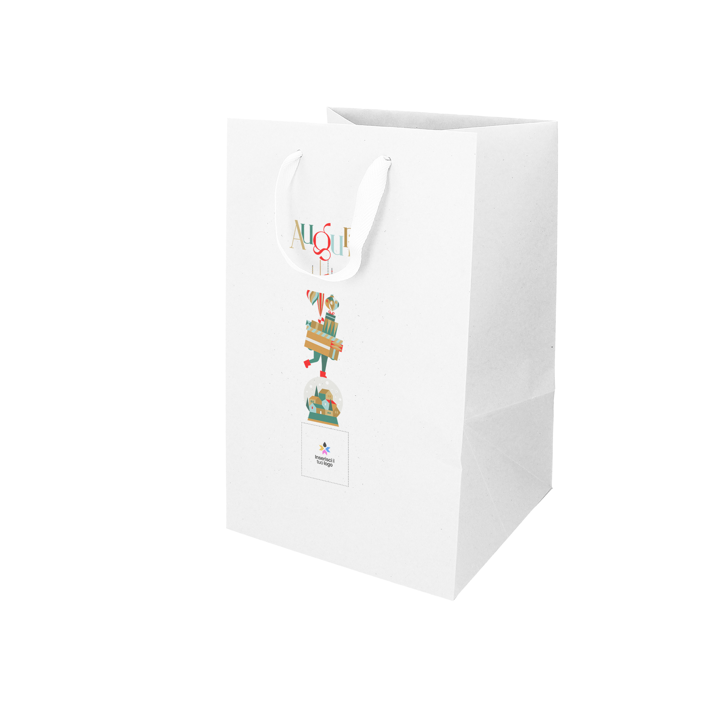 Shopper in carta Lux porta panettone bianco Natale- Printcentral - - -