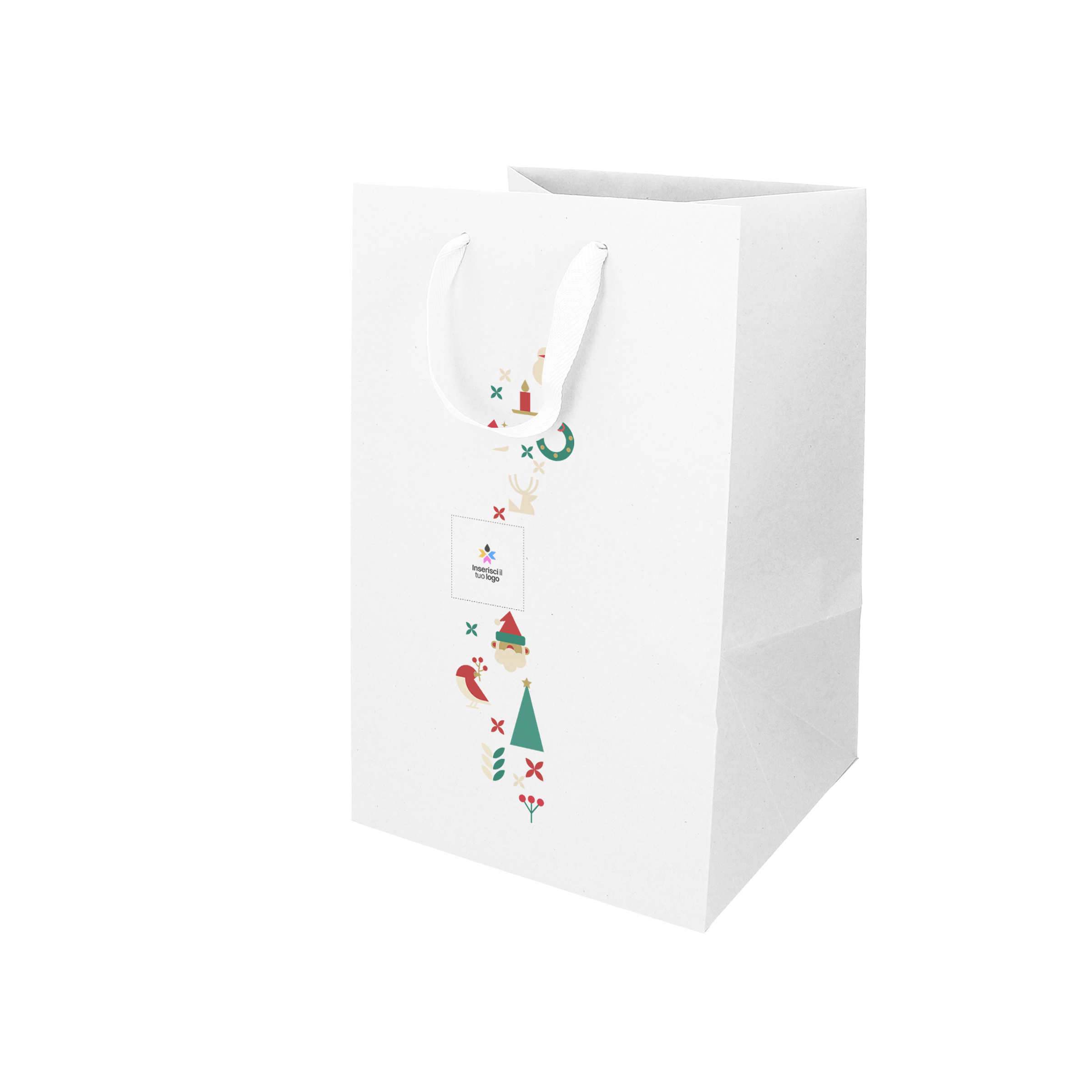 Shopper in carta Lux porta panettone bianco Natale- Printcentral - - -