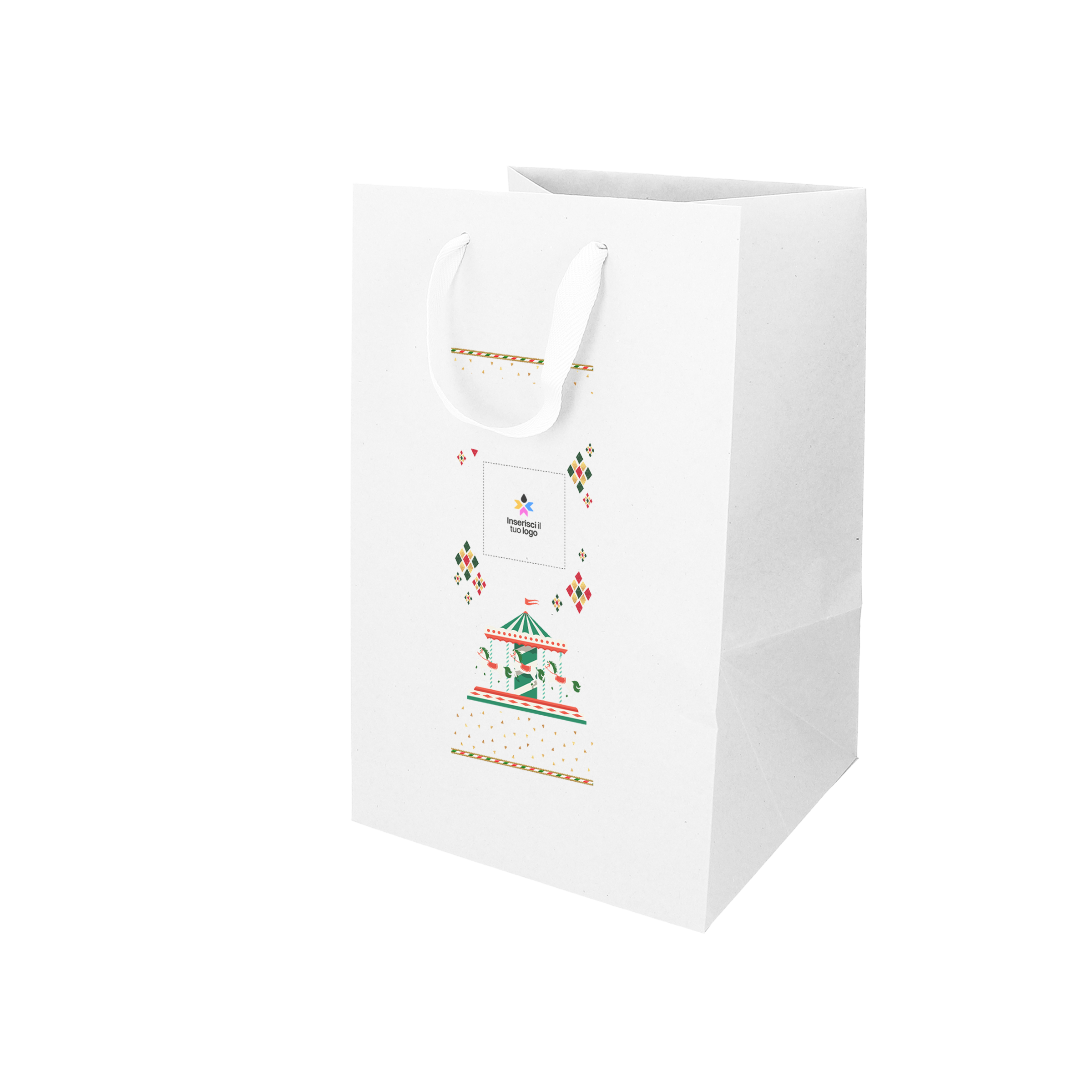 Shopper in carta Lux porta panettone bianco Natale- Printcentral - - -