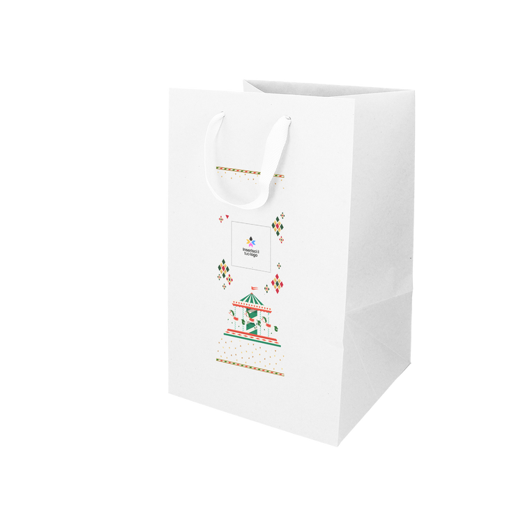 Shopper in carta Lux porta panettone bianco Natale- Printcentral - - -