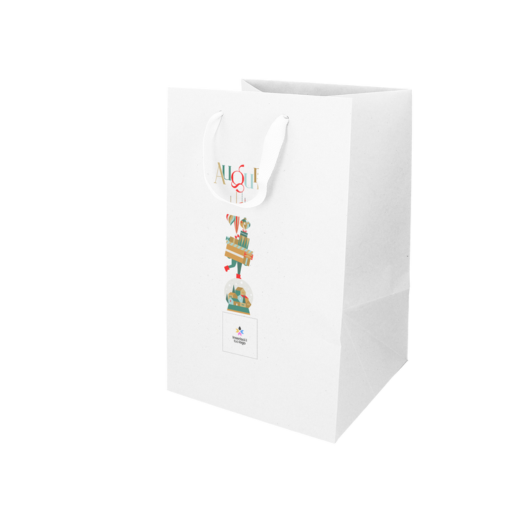 Shopper in carta Lux porta panettone bianco Natale- Printcentral - - -