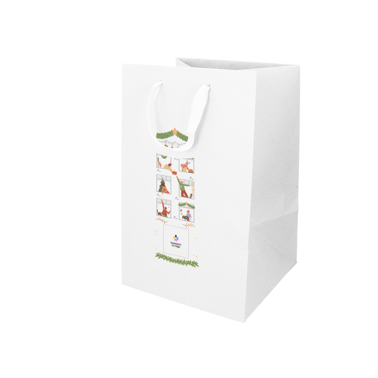 Shopper in carta Lux porta panettone bianco Natale- Printcentral - - -