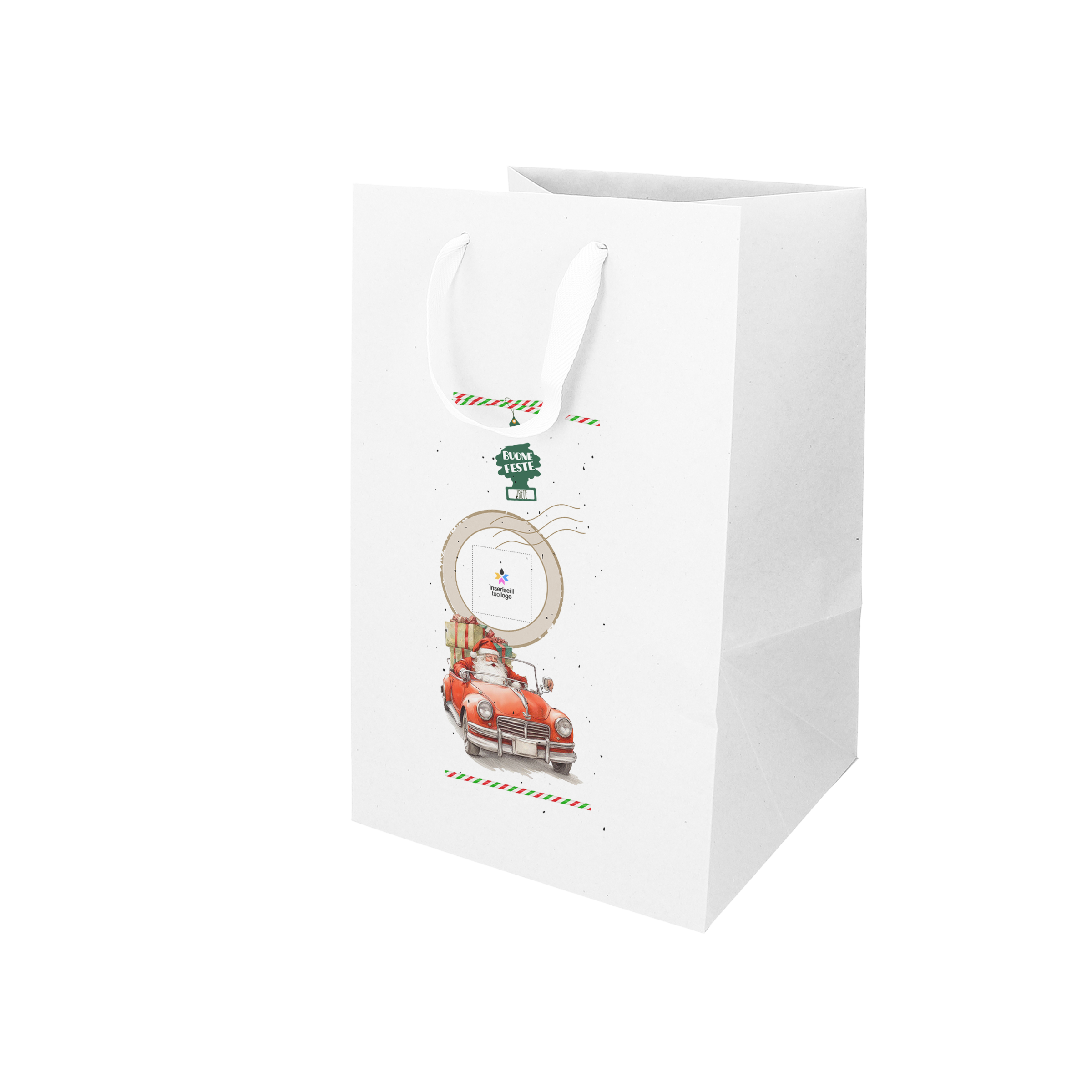 Shopper in carta Lux porta panettone bianco Natale- Printcentral - - -
