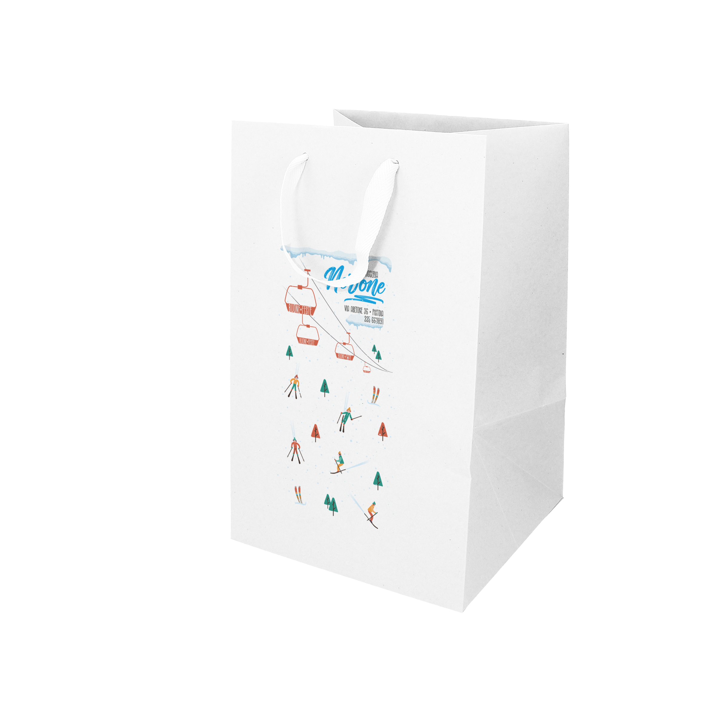 Shopper in carta Lux porta panettone bianco Natale- Printcentral - - -