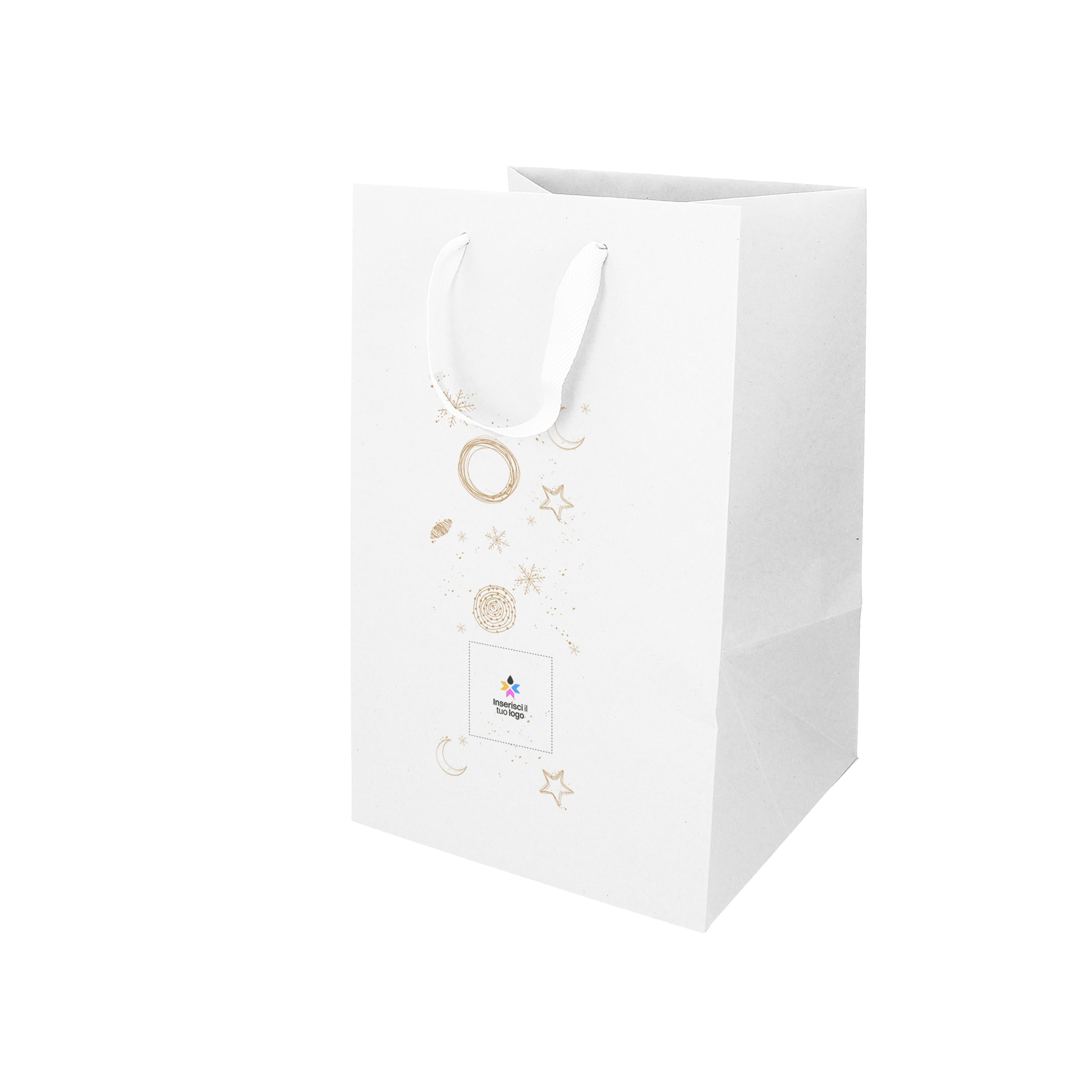 Shopper in carta Lux porta panettone bianco Natale- Printcentral - - -