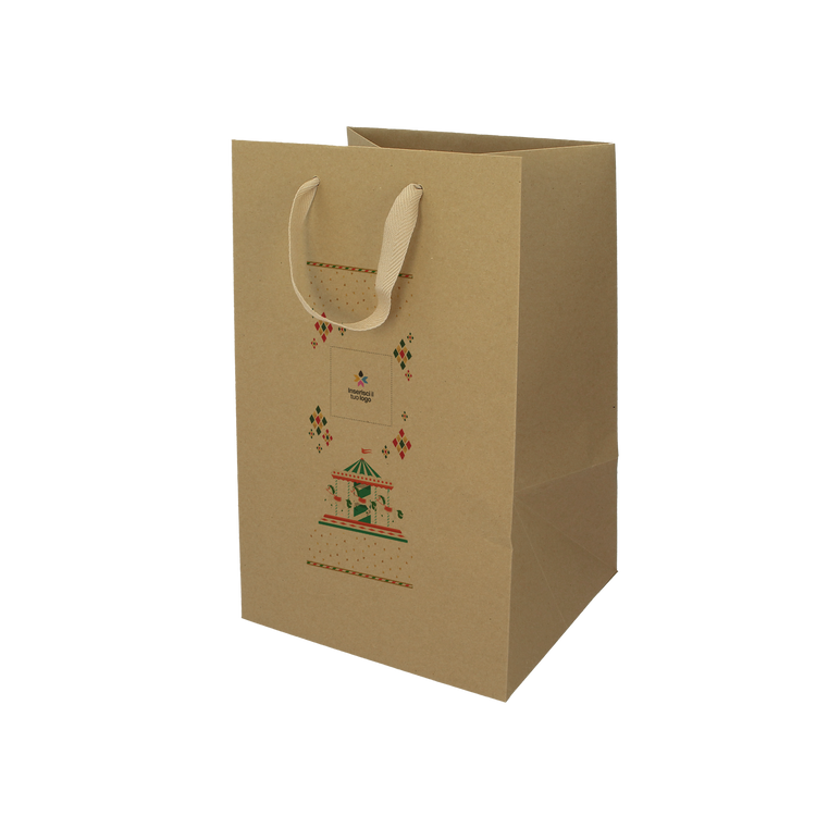 Shopper in carta Lux porta panettone avana Natale- Printcentral - - -