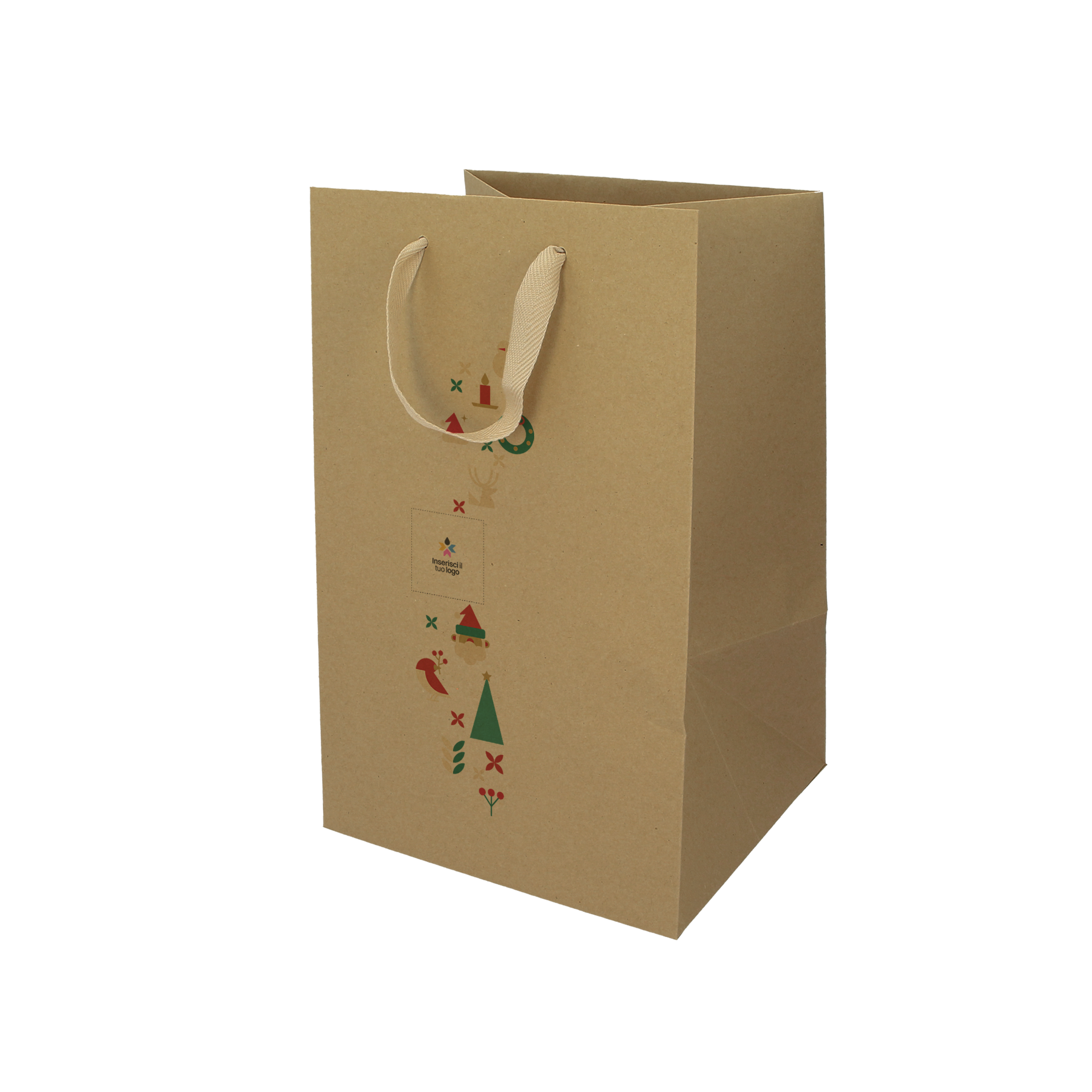 Shopper in carta Lux porta panettone avana Natale- Printcentral - - -