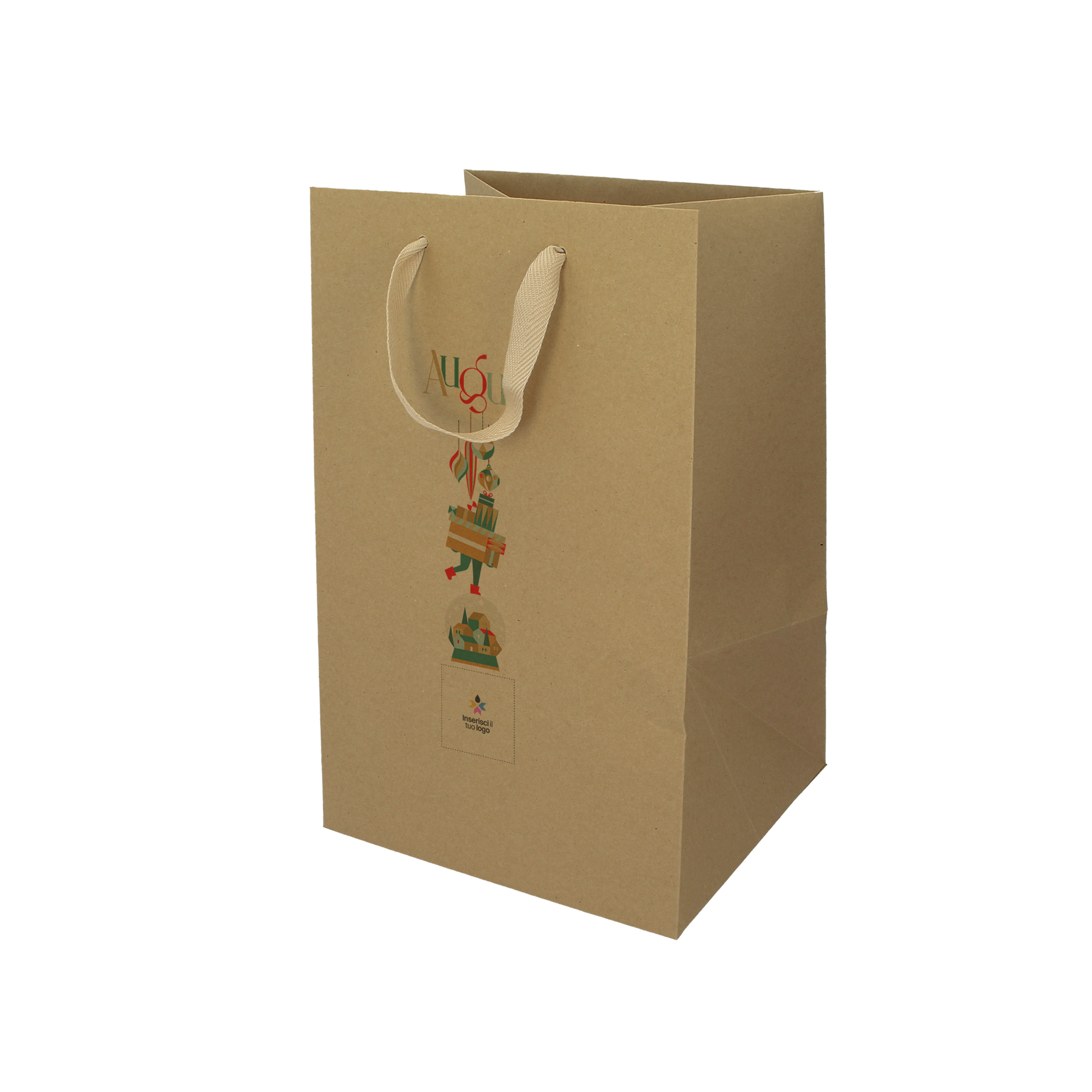Shopper in carta Lux porta panettone avana Natale- Printcentral - - -