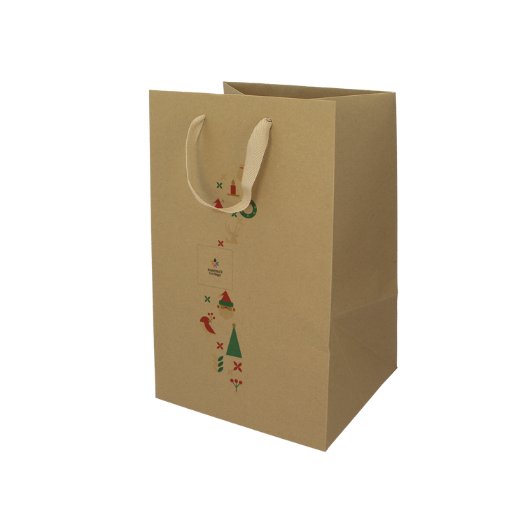 Shopper in carta Lux porta panettone avana Natale- Printcentral - - -
