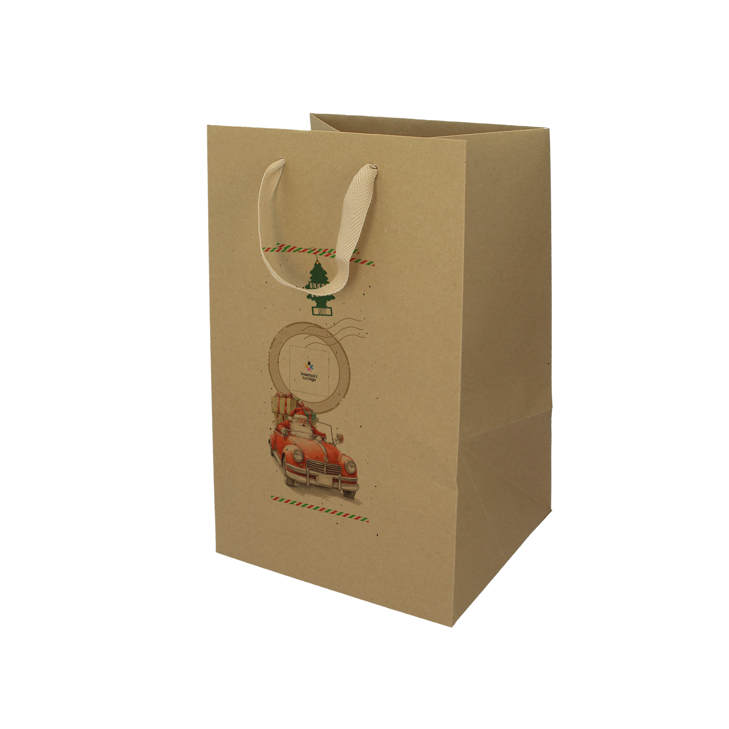 Shopper in carta Lux porta panettone avana Natale- Printcentral - - -