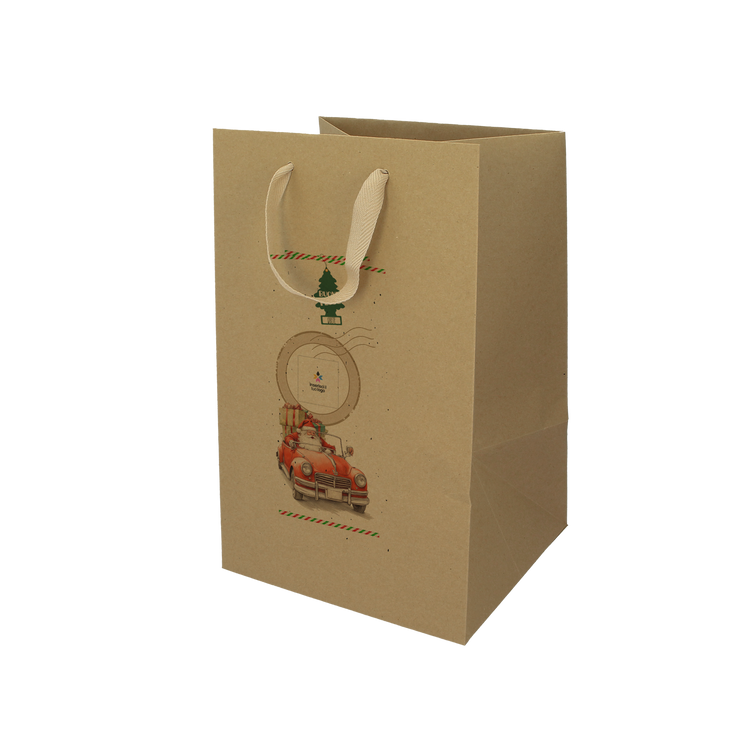 Shopper in carta Lux porta panettone avana Natale- Printcentral - - -
