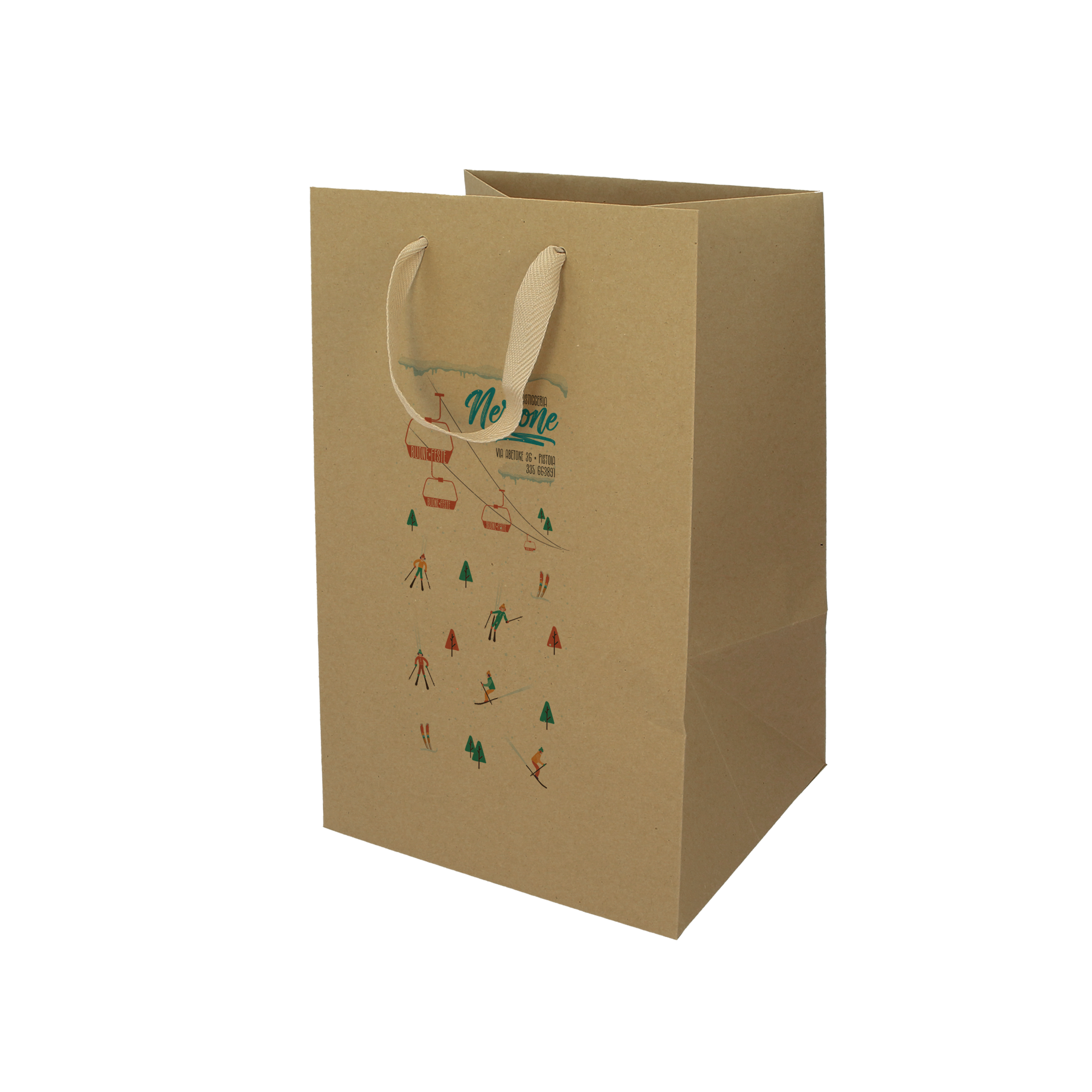 Shopper in carta Lux porta panettone avana Natale- Printcentral - - -
